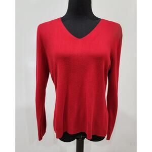 Tailor B. Moss Women Large Ribbed Vneck Sweater Y2K Minimalist Holiday Career